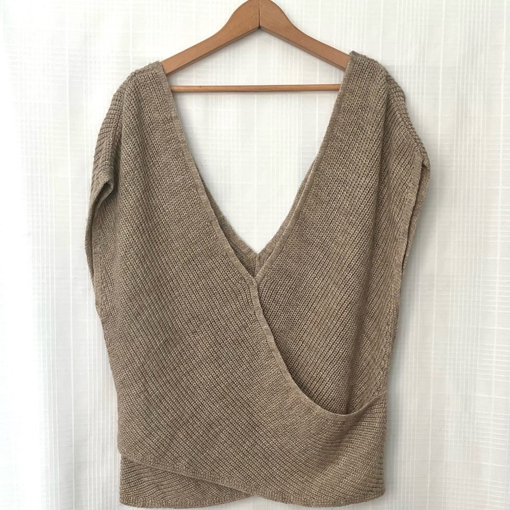 Anthropologie Heathered tan V-Neck sleeveless Sweater